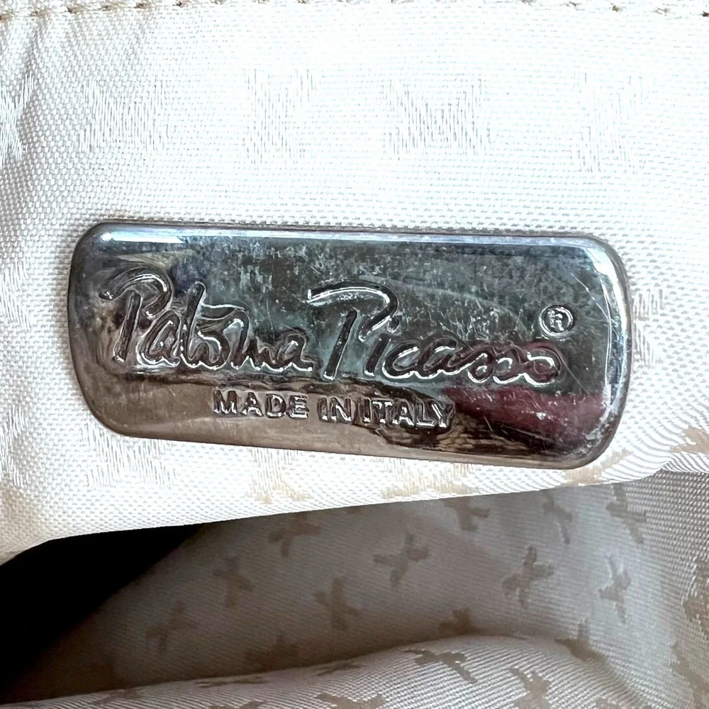 Vintage Paloma Picasso‎ Snakeskin Print Leather Shoulder Tote Bag Italy 90's